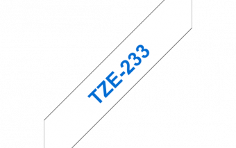 Ruban étiquette TZE233 12mm Bleu sur fond Blanc 8 mètres