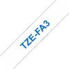 Ruban Textile TZe-FA3 de 12 mm Bleu sur fond Blanc 3 mètres